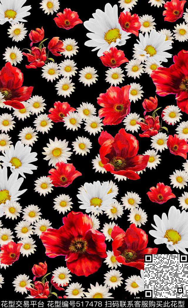 花朵碎花时尚数码印花华亿平台下载（图片编号: 517478） - 瓦栏（Walan）