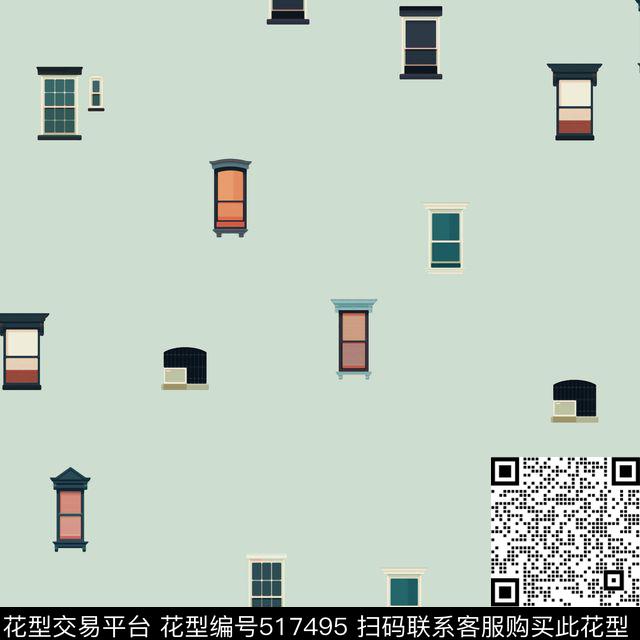 时尚创意简约欧式窗户传统印花华亿平台下载（图片编号: 517495） - 瓦栏（Walan）