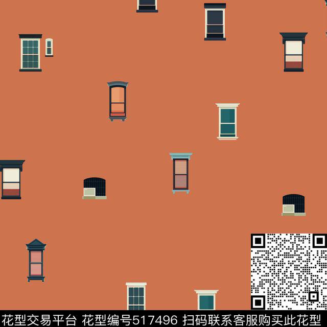 时尚创意简约欧式窗户传统印花华亿平台下载（图片编号: 517496） - 瓦栏（Walan）