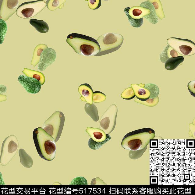 创意牛油果时尚数码印花华亿平台下载（图片编号: 517534） - 瓦栏（Walan）