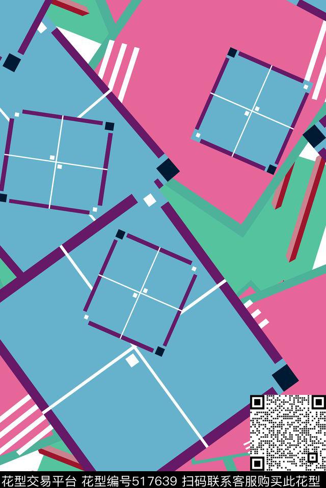 春夏新款几何亮彩时尚传统印花华亿平台下载（图片编号: 517639） - 瓦栏（Walan）