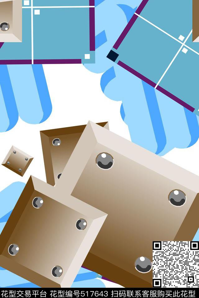 春夏新款几何三维立体传统印花华亿平台下载（图片编号: 517643） - 瓦栏（Walan）