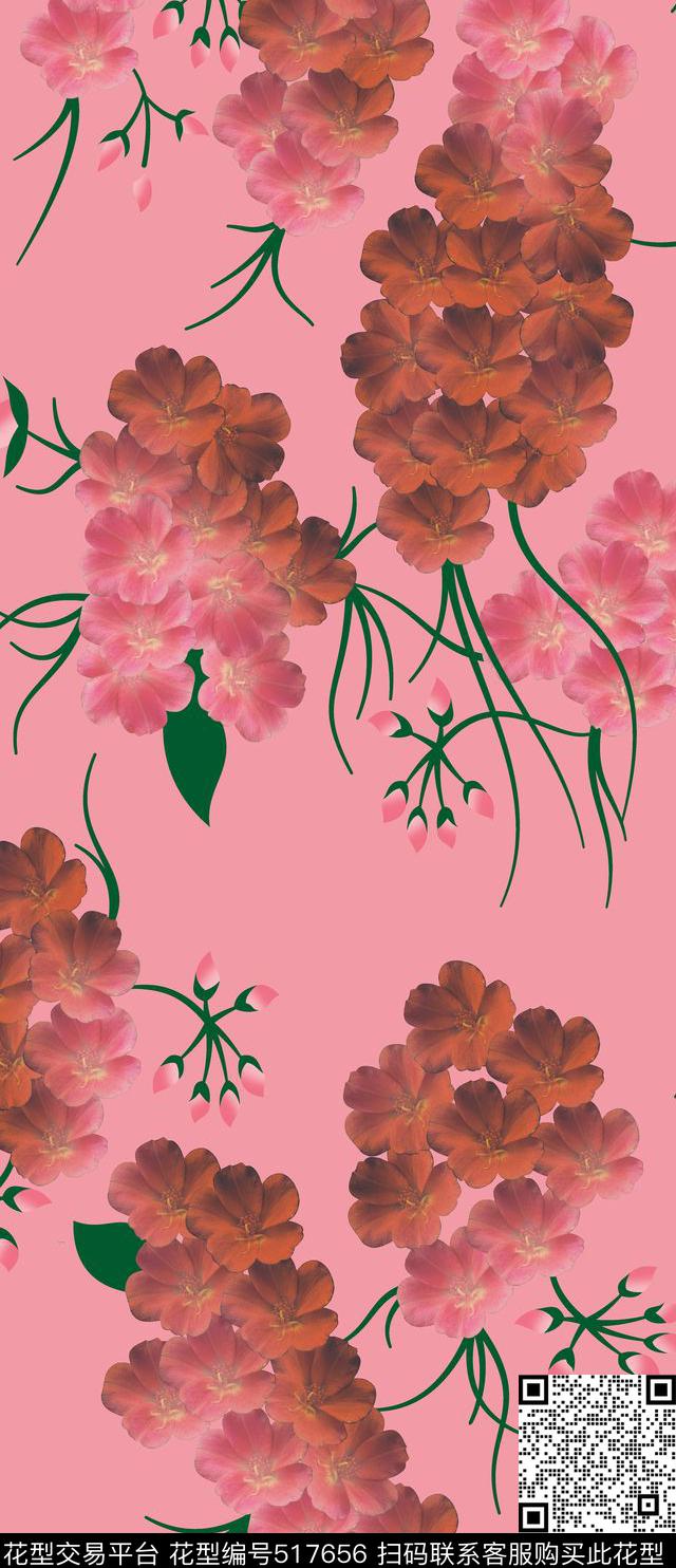 中国风花卉数码印花华亿平台下载（图片编号: 517656） - 瓦栏（Walan）