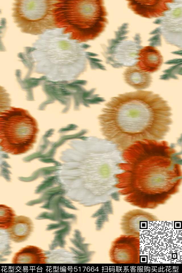 抽象朦胧模糊数码印花华亿平台下载（图片编号: 517664） - 瓦栏（Walan）