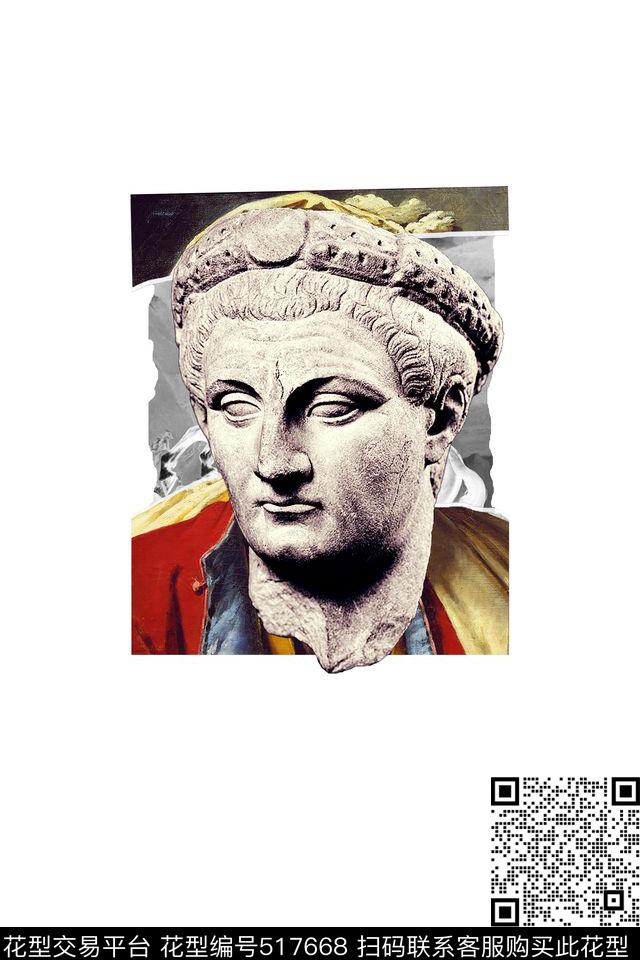 流行时尚男装定位花石膏像传统印花华亿平台下载（图片编号: 517668） - 瓦栏（Walan）