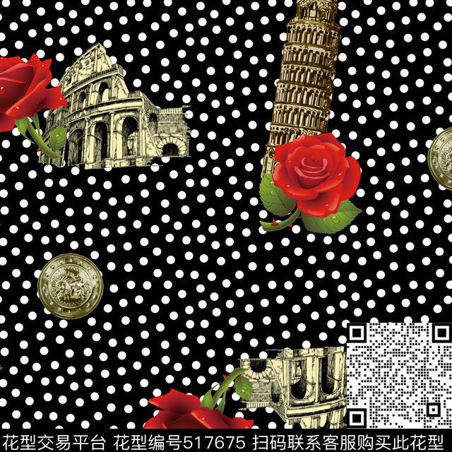 米兰时装周高仿复古古罗马建筑数码印花华亿平台下载（图片编号: 517675） - 瓦栏（Walan）