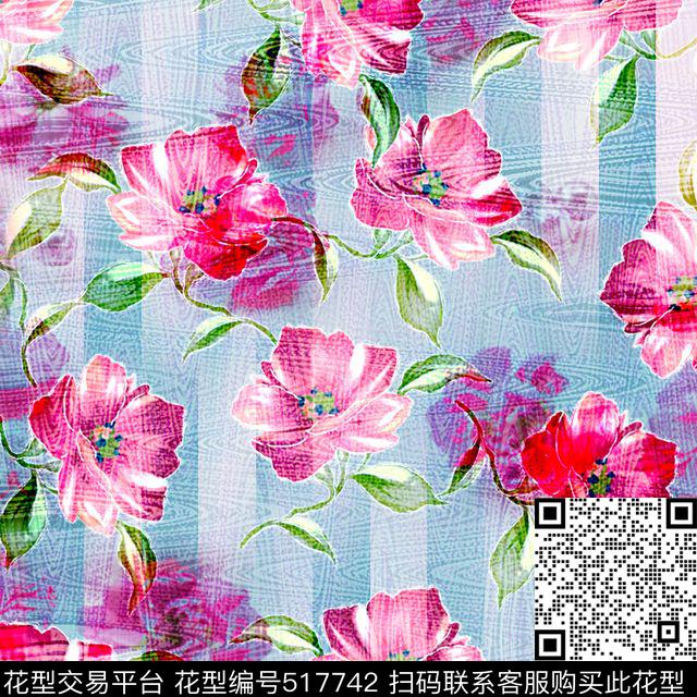 欧美风格抽象梦幻花数码印花华亿平台下载（图片编号: 517742） - 瓦栏（Walan）