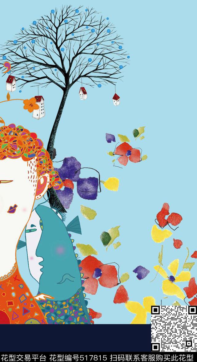 原创时尚绘画数码印花华亿平台下载（图片编号: 517815） - 瓦栏（Walan）