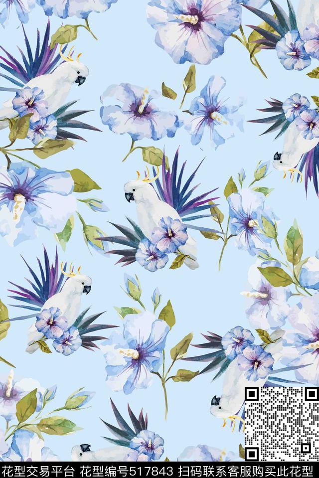 花卉连衣裙女装数码印花华亿平台下载（图片编号: 517843） - 瓦栏（Walan）