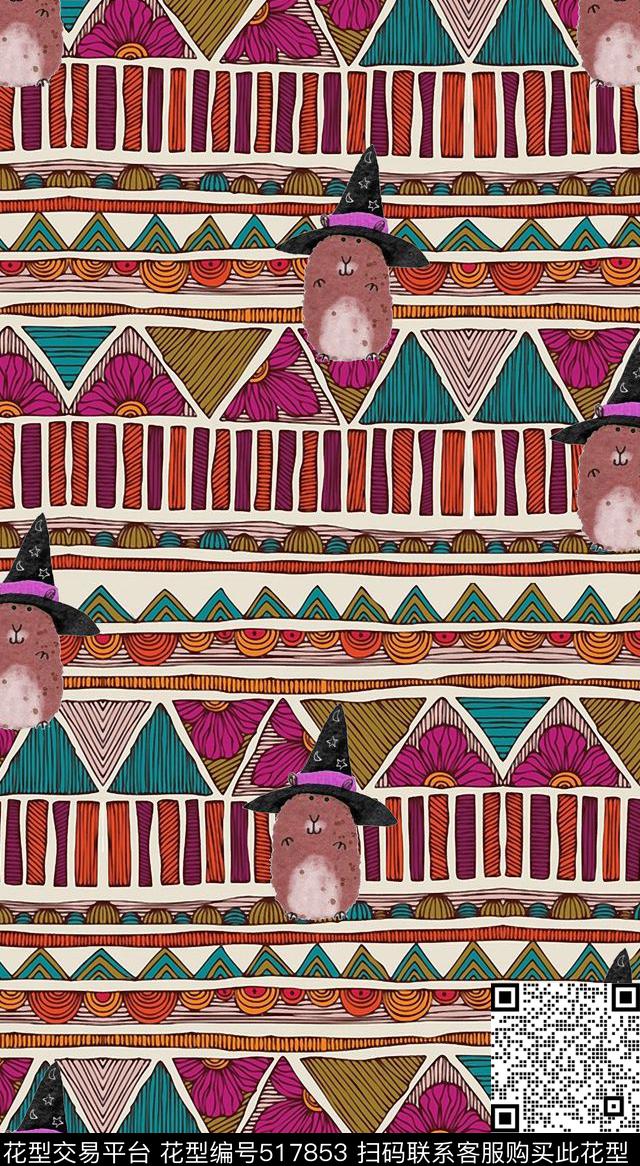 时尚波普条纹线条花卉数码印花华亿平台下载（图片编号: 517853） - 瓦栏（Walan）