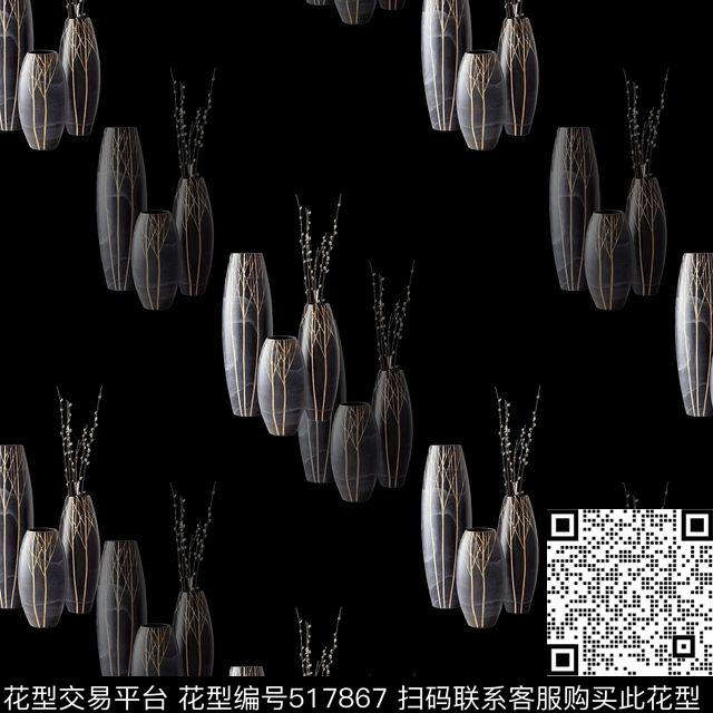 时尚创意花瓶斜纹数码印花华亿平台下载（图片编号: 517867） - 瓦栏（Walan）