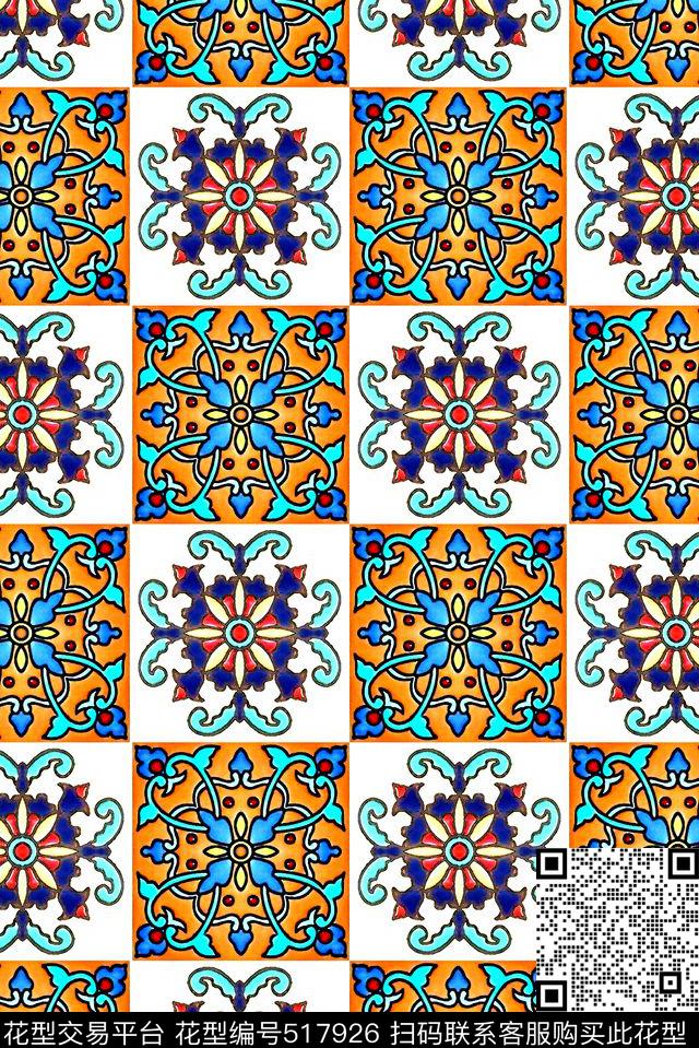 民族瓷砖欧式花纹数码印花华亿平台下载（图片编号: 517926） - 瓦栏（Walan）