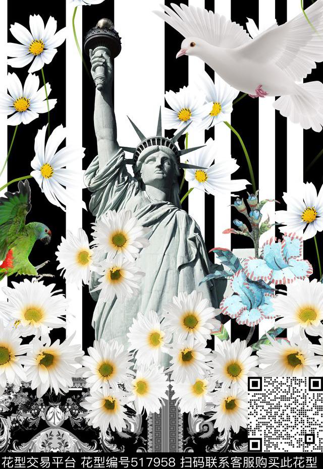 潮流时尚定位大牌花卉数码印花华亿平台下载（图片编号: 517958） - 瓦栏（Walan）