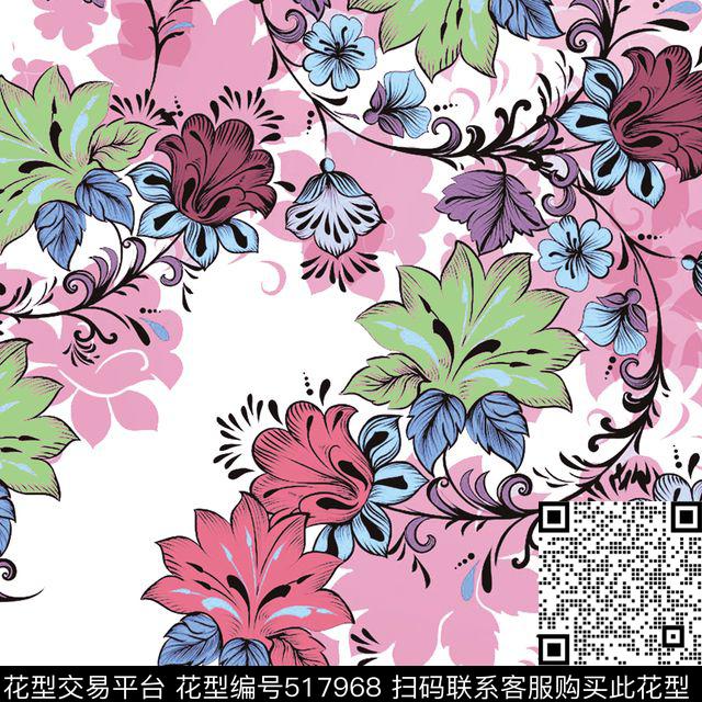 花卉女装数码印花传统印花华亿平台下载（图片编号: 517968） - 瓦栏（Walan）