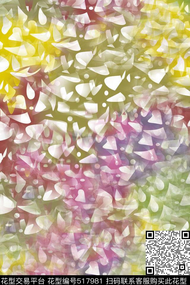 抽象几何拼接数码印花华亿平台下载（图片编号: 517981） - 瓦栏（Walan）
