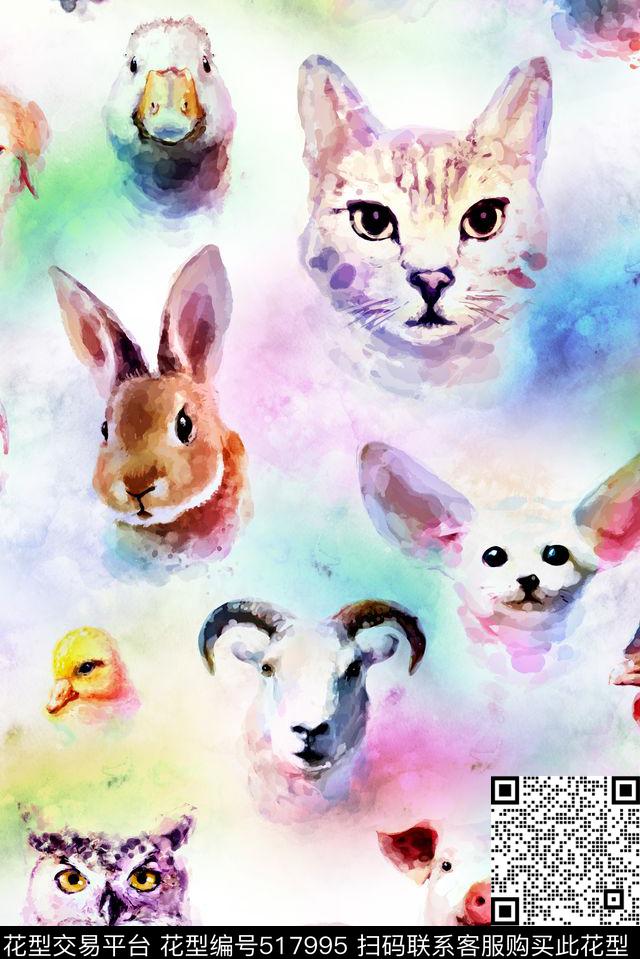 动物头像创意数码印花华亿平台下载（图片编号: 517995） - 瓦栏（Walan）