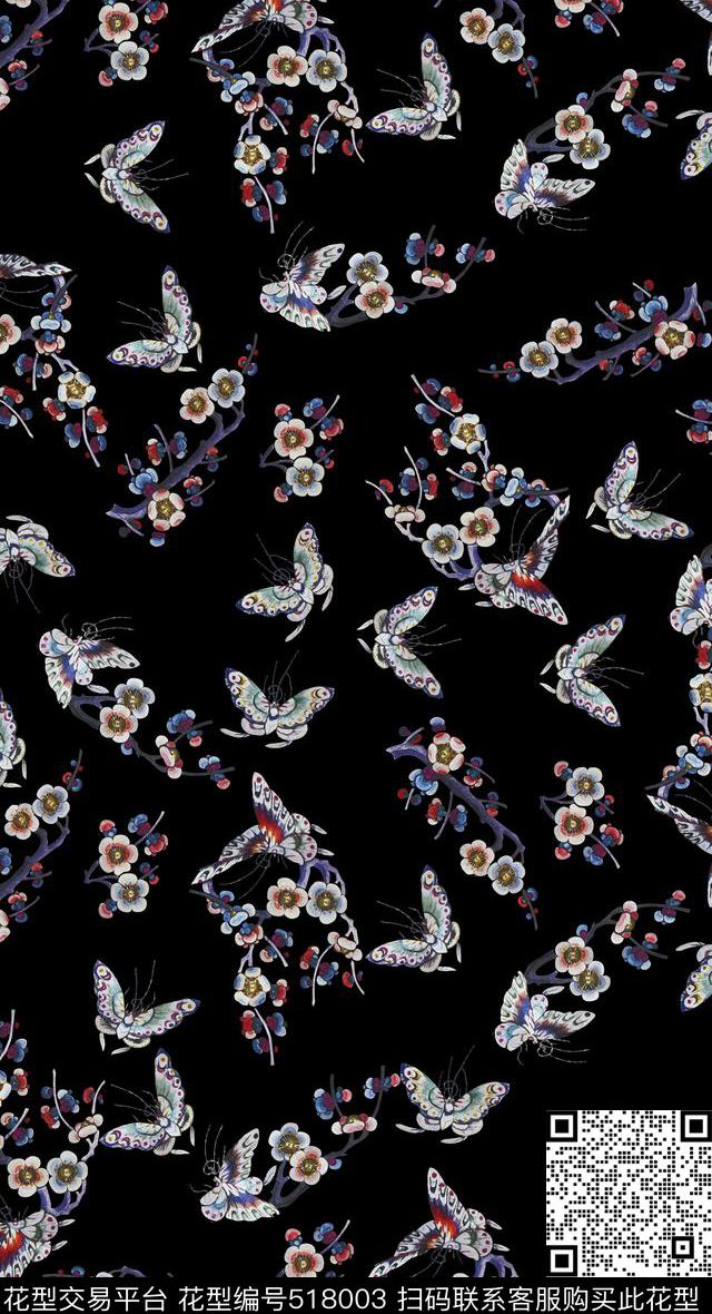 潮流时尚复古中国风绣花数码印花数码印花华亿平台下载（图片编号: 518003） - 瓦栏（Walan）