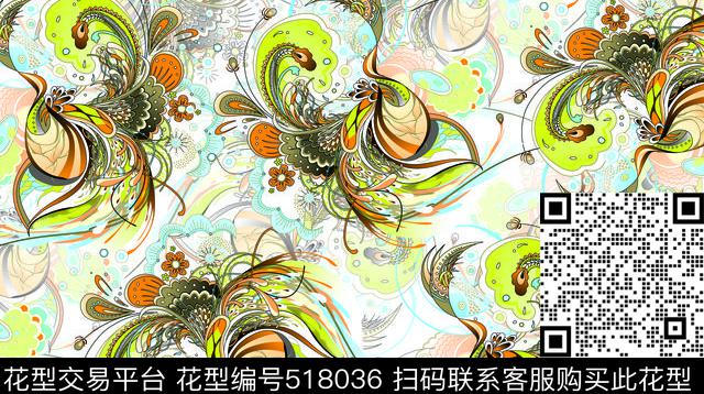 抽象可换色手绘数码印花华亿平台下载（图片编号: 518036） - 瓦栏（Walan）