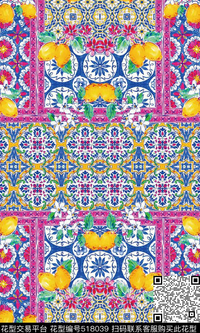 花卉几何女装数码印花华亿平台下载（图片编号: 518039） - 瓦栏（Walan）