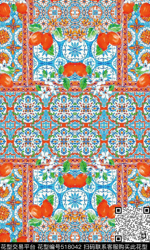 原创植物优雅数码印花华亿平台下载（图片编号: 518042） - 瓦栏（Walan）