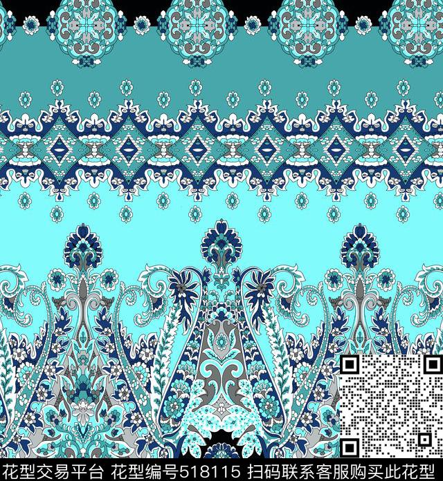 佩斯利涡旋纹腰果花变形虫传统印花华亿平台下载（图片编号: 518115） - 瓦栏（Walan）