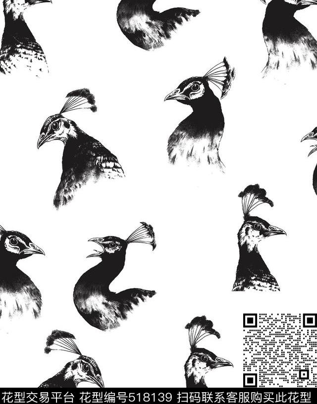 大牌动物纹手绘数码印花华亿平台下载（图片编号: 518139） - 瓦栏（Walan）