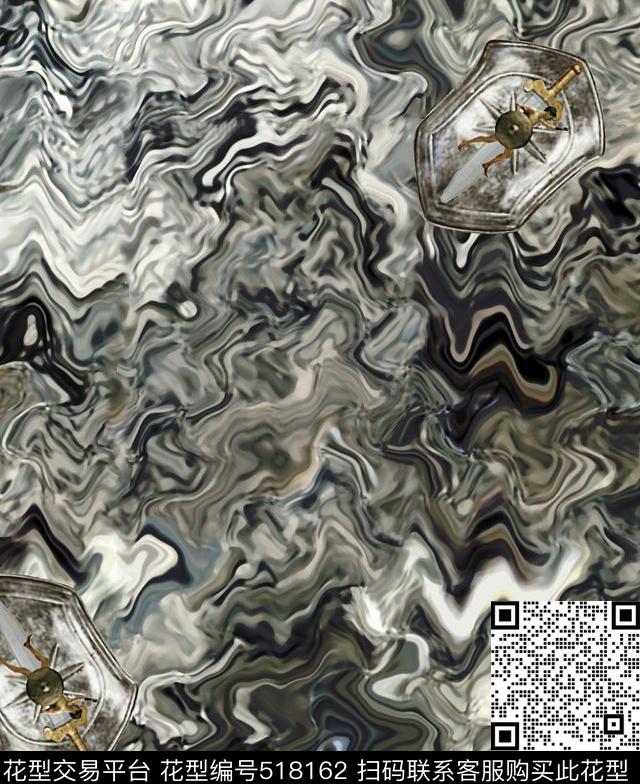 抽象手绘油画数码印花华亿平台下载（图片编号: 518162） - 瓦栏（Walan）