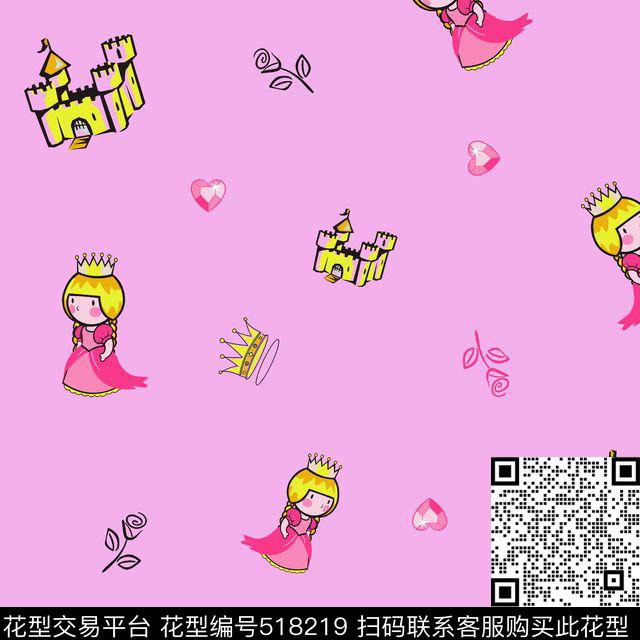 童装卡通皇冠小公主童装面料华亿平台传统印花华亿平台下载（图片编号: 518219） - 瓦栏（Walan）