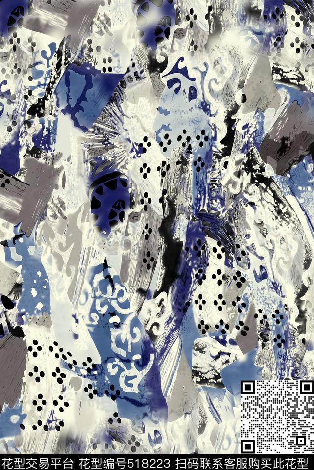 几何字母格子传统印花华亿平台下载（图片编号: 518223） - 瓦栏（Walan）