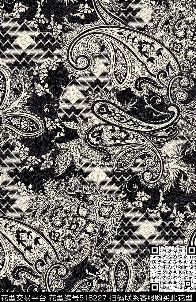 几何字母格子传统印花华亿平台下载（图片编号: 518227） - 瓦栏（Walan）