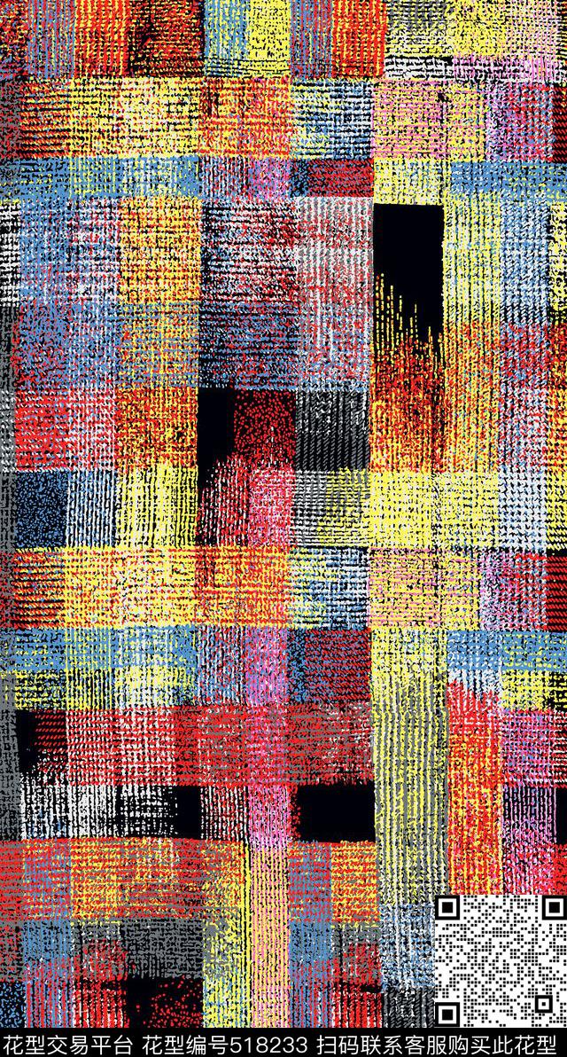 几何字母格子传统印花华亿平台下载（图片编号: 518233） - 瓦栏（Walan）