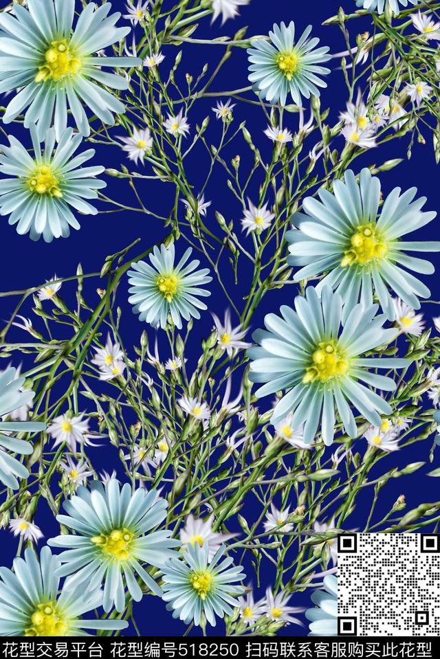 清新时尚花卉元素原创数码印花华亿平台下载（图片编号: 518250） - 瓦栏（Walan）