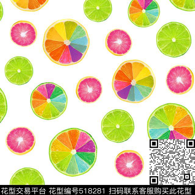 小花水果类橙子数码印花华亿平台下载（图片编号: 518281） - 瓦栏（Walan）