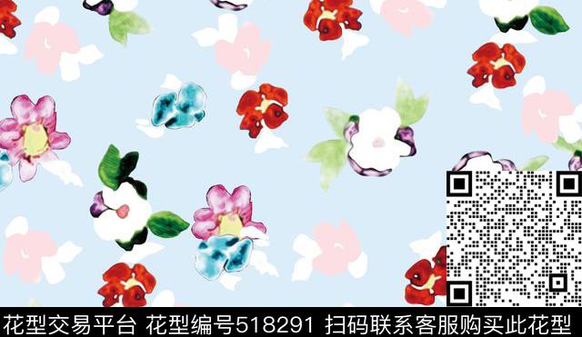 抽象花卉小花数码印花华亿平台下载（图片编号: 518291） - 瓦栏（Walan）