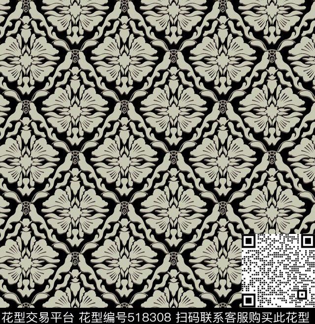 几何字母格子传统印花华亿平台下载（图片编号: 518308） - 瓦栏（Walan）