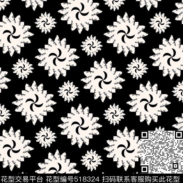 几何字母格子传统印花华亿平台下载（图片编号: 518324） - 瓦栏（Walan）