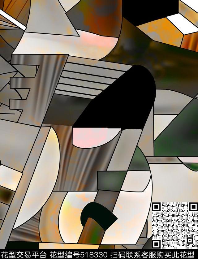 几何传统大花数码印花华亿平台下载（图片编号: 518330） - 瓦栏（Walan）