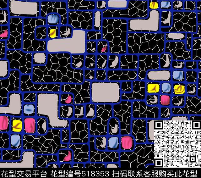 几何字母格子传统印花华亿平台下载（图片编号: 518353） - 瓦栏（Walan）