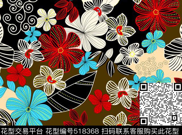 几何字母格子传统印花华亿平台下载（图片编号: 518368） - 瓦栏（Walan）