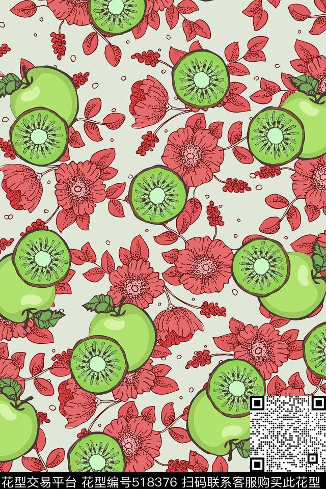 花卉热带华亿平台热带水果传统印花华亿平台下载（图片编号: 518376） - 瓦栏（Walan）