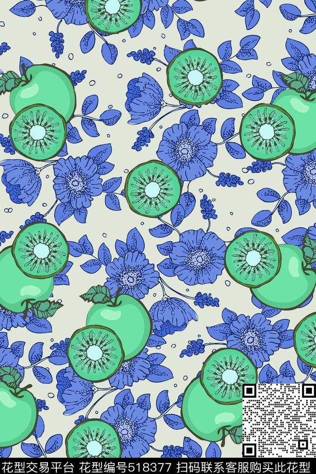 花卉热带华亿平台热带水果传统印花华亿平台下载（图片编号: 518377） - 瓦栏（Walan）