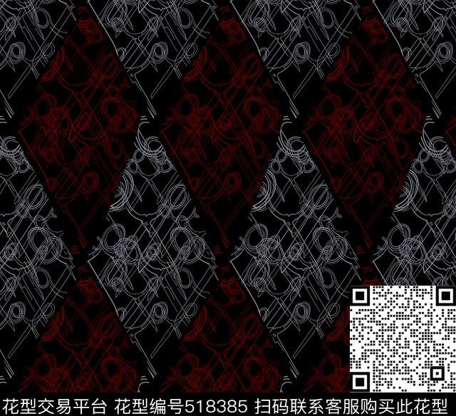 几何字母格子传统印花华亿平台下载（图片编号: 518385） - 瓦栏（Walan）