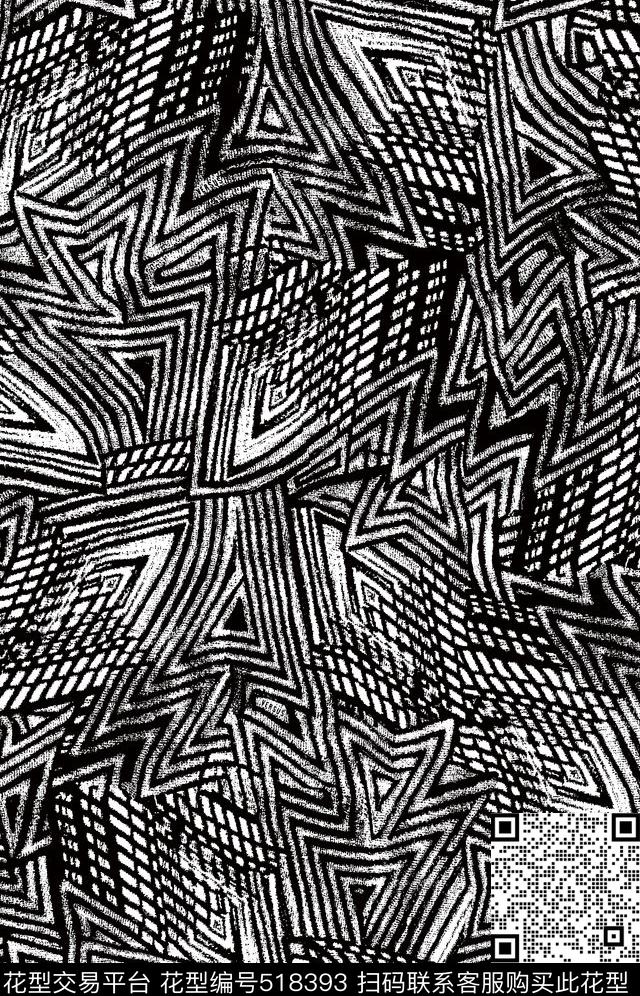 几何字母格子传统印花华亿平台下载（图片编号: 518393） - 瓦栏（Walan）