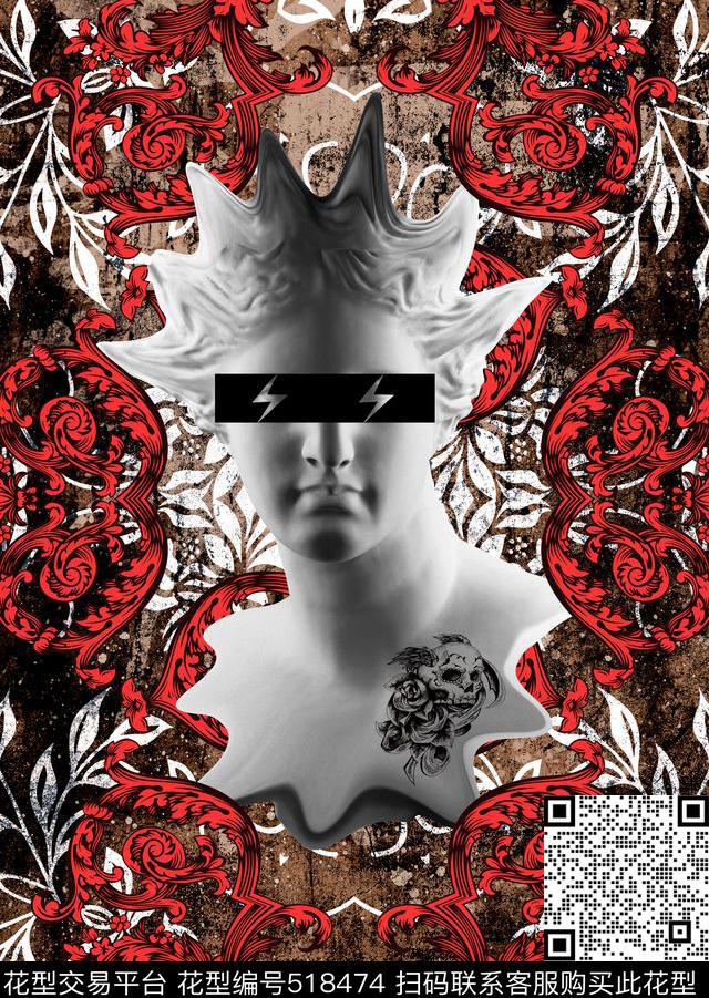 花卉剪影女裤数码印花华亿平台下载（图片编号: 518474） - 瓦栏（Walan）