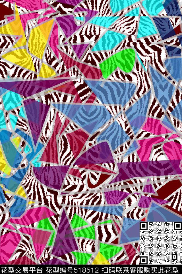 虎纹几何流行时尚传统印花华亿平台下载（图片编号: 518512） - 瓦栏（Walan）