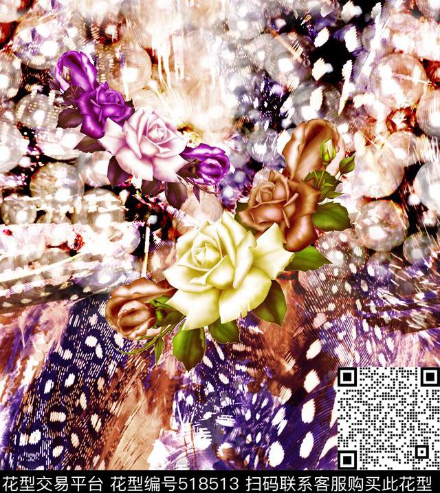 欧美风格抽象潮流数码印花华亿平台下载（图片编号: 518513） - 瓦栏（Walan）