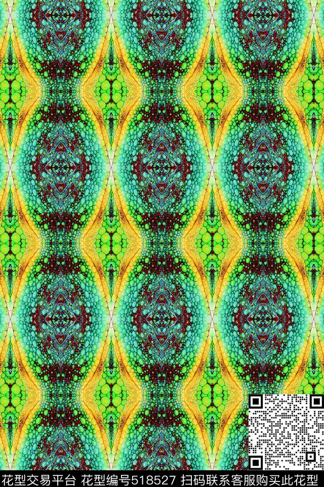 流行时尚蛇纹炫彩数码印花华亿平台下载（图片编号: 518527） - 瓦栏（Walan）