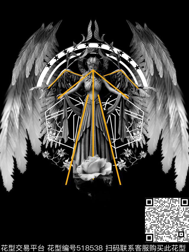 CG原画T恤大天使数码印花华亿平台下载（图片编号: 518538） - 瓦栏（Walan）
