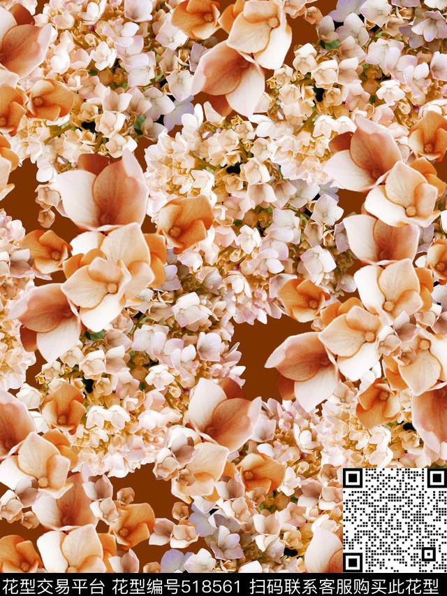 大气小花时尚女装数码印花华亿平台下载（图片编号: 518561） - 瓦栏（Walan）