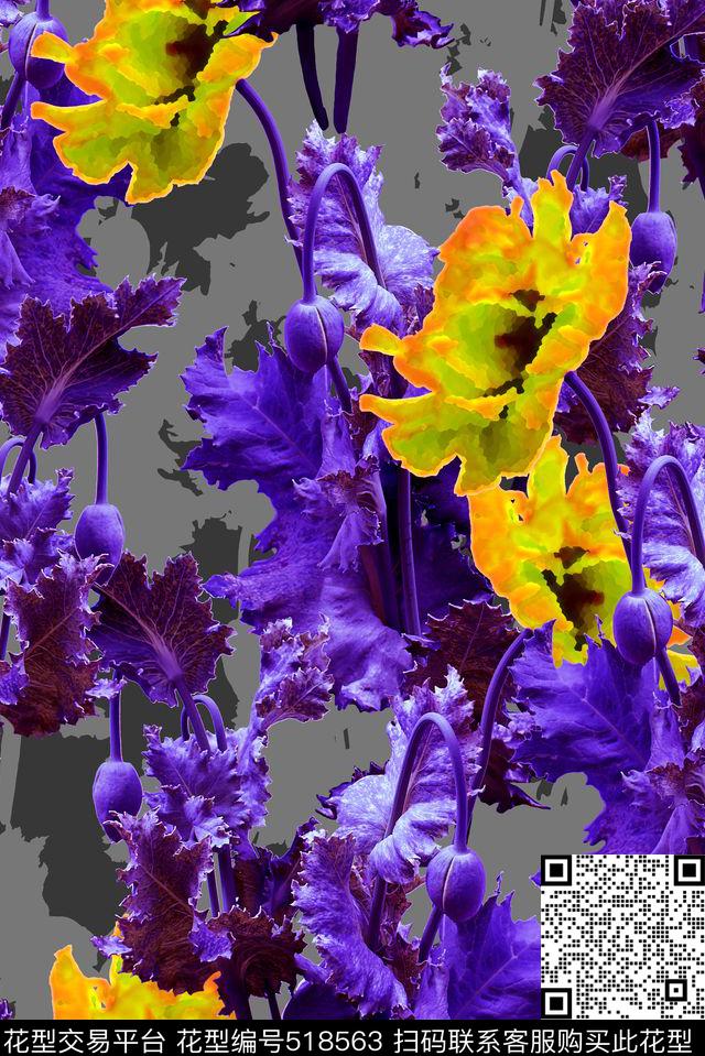 原创花花朵时尚女装数码印花华亿平台下载（图片编号: 518563） - 瓦栏（Walan）